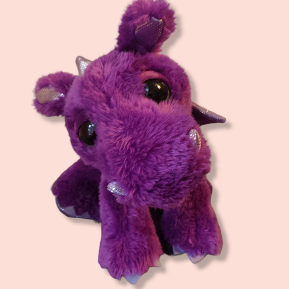 •Aurora Friendly Dreamy eyes shimmery purple dragon Plush